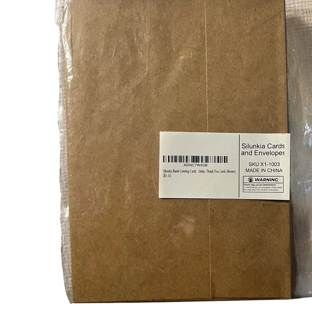 Silunkia Blank Cards and Envelopes Brown Kraft‎ Paper Thank You Notes Set